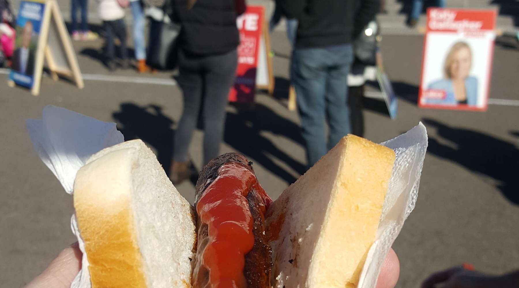 Democracy sausage at an Australian election