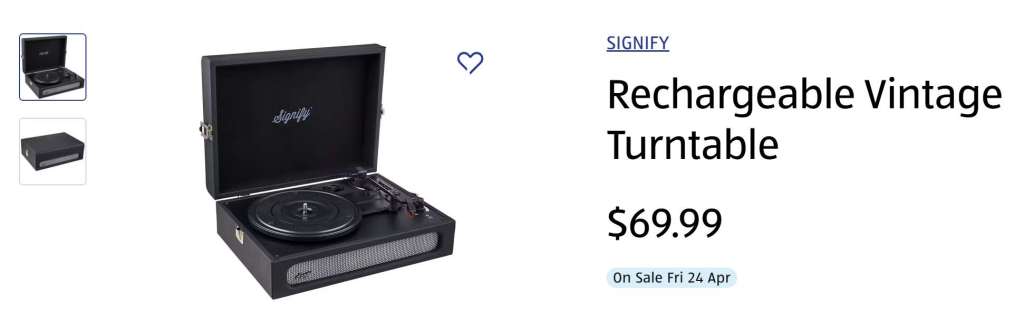 ALDI Rechargeable Vinyl Turntable advertisement